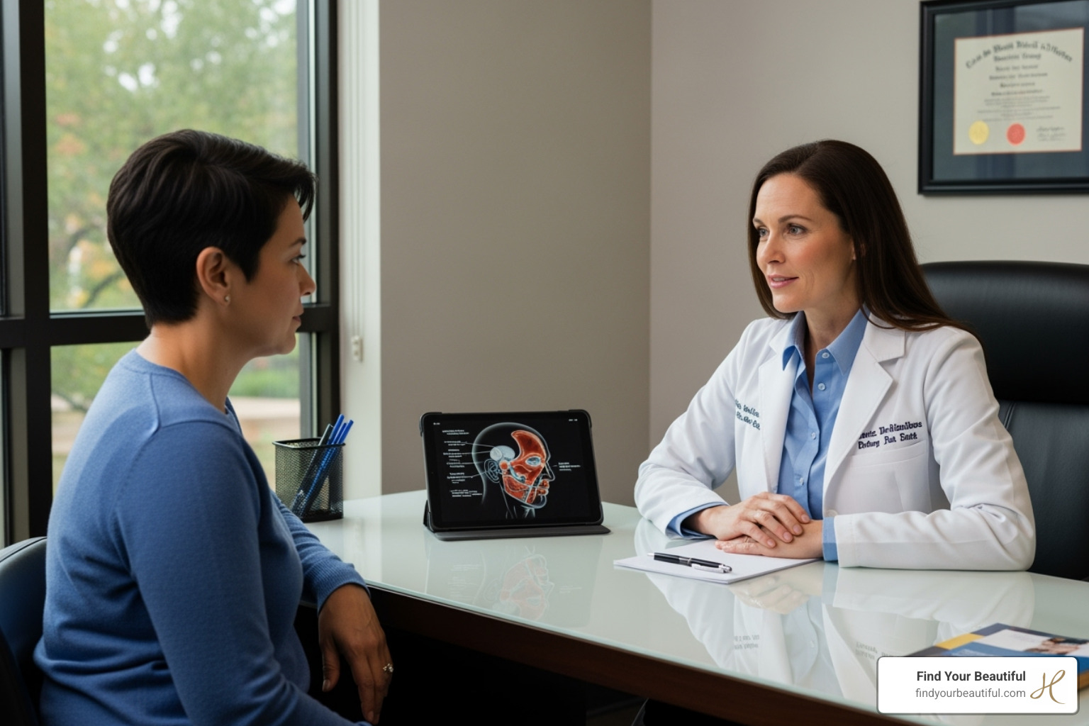 A patient consulting with a plastic surgeon - facelift