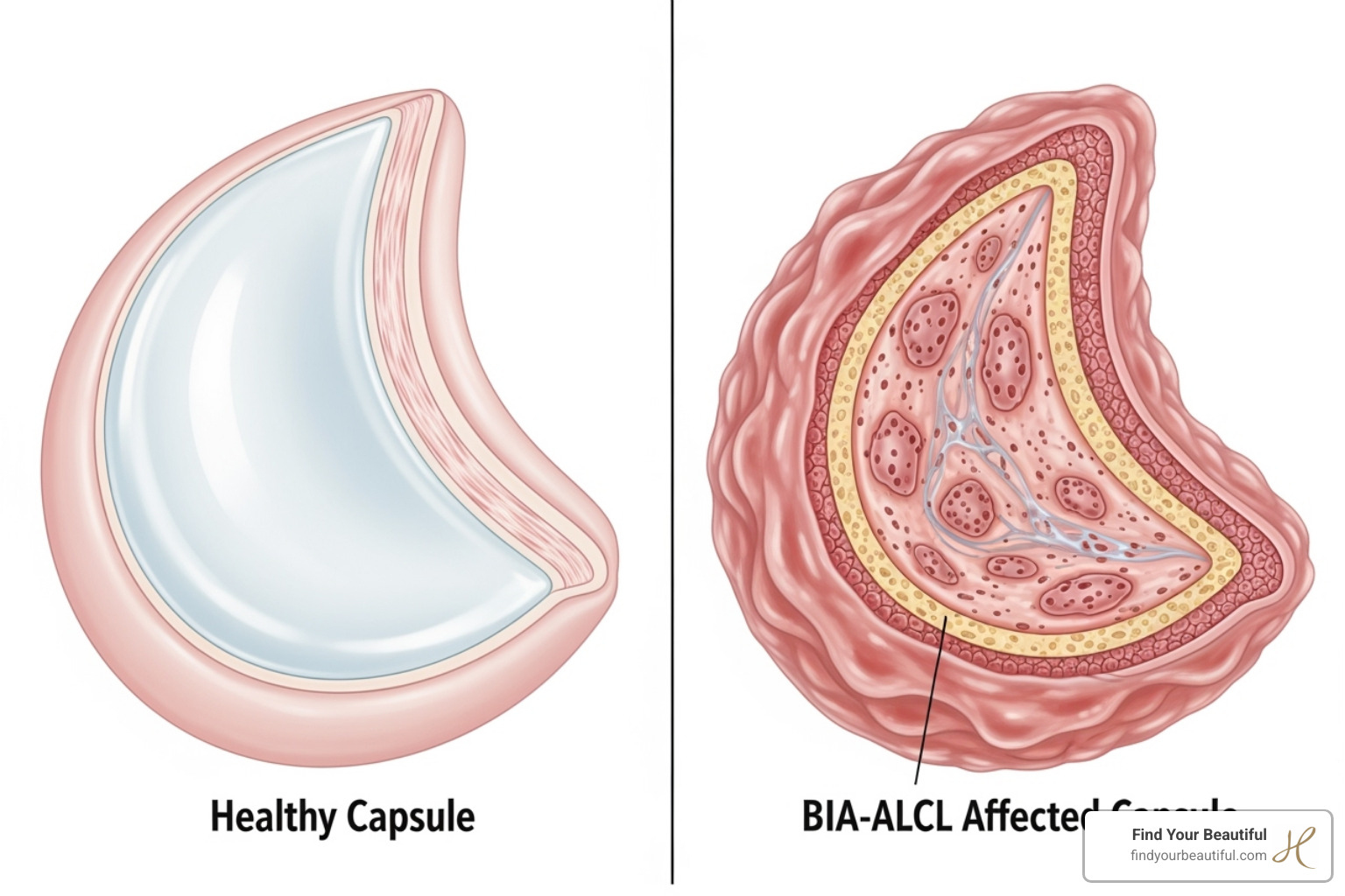 Comparison of healthy breast implant capsule with one affected by BIA-ALCL - do breast implants cause illness Comparison of healthy breast implant capsule with one affected by BIA-ALCL - do breast implants cause illness