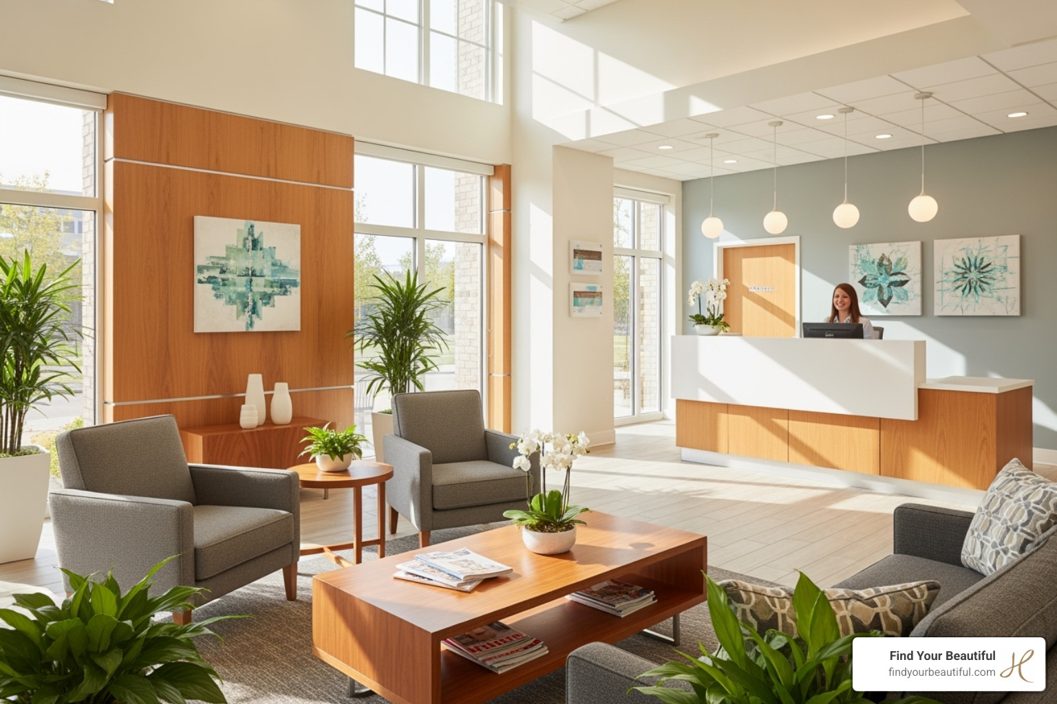 modern and welcoming clinic reception area - best facelift surgeon near me