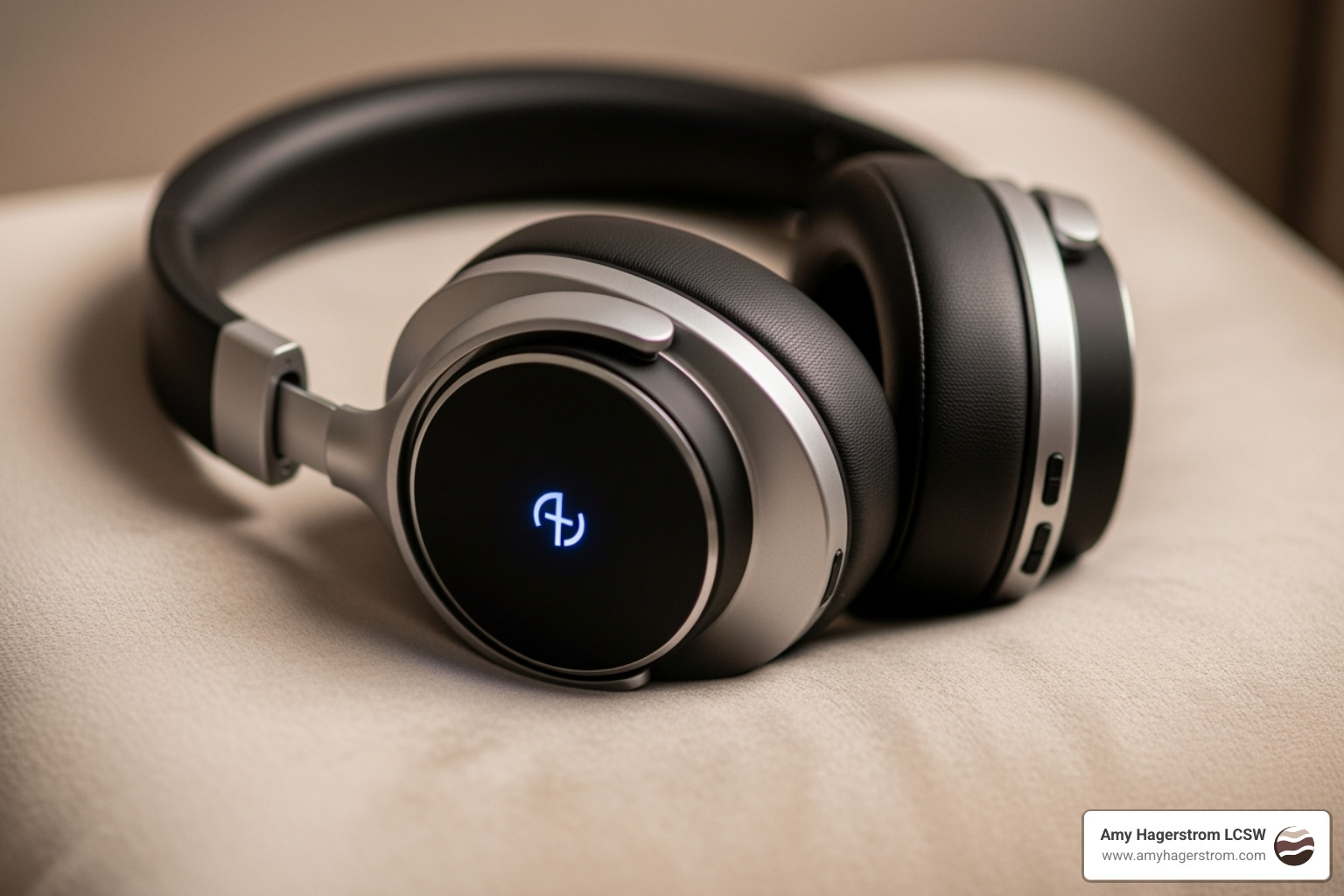 Over-the-ear headphones placed on a comfortable surface - what is safe and sound protocol