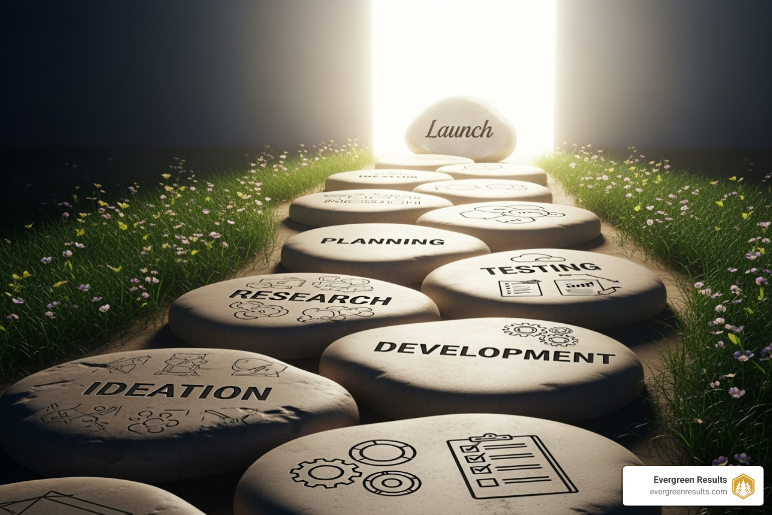 A flowchart illustrating the project phases from findy to launch. - website design denver