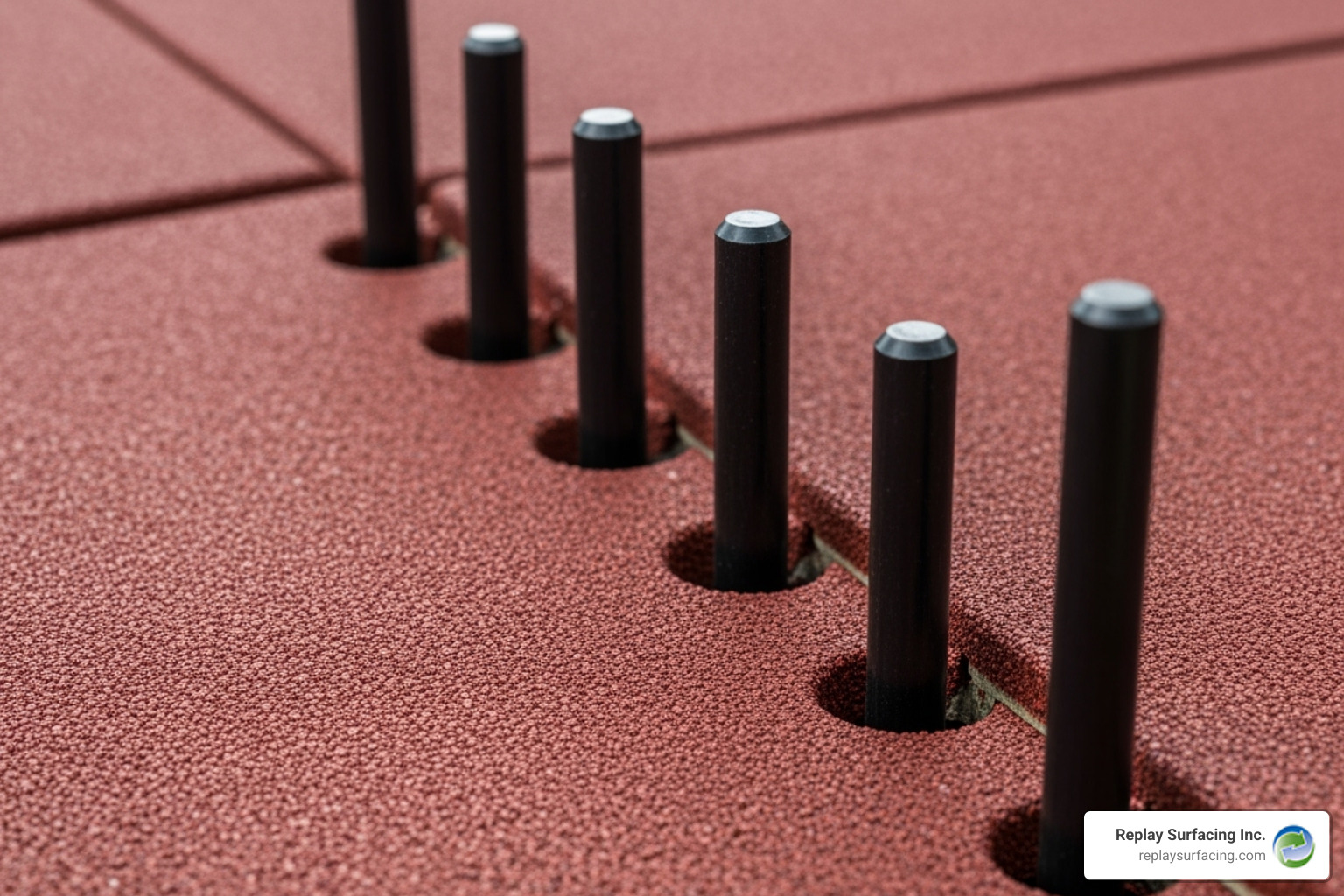 Interlocking dowel system connecting two tiles - interlocking playground tiles
