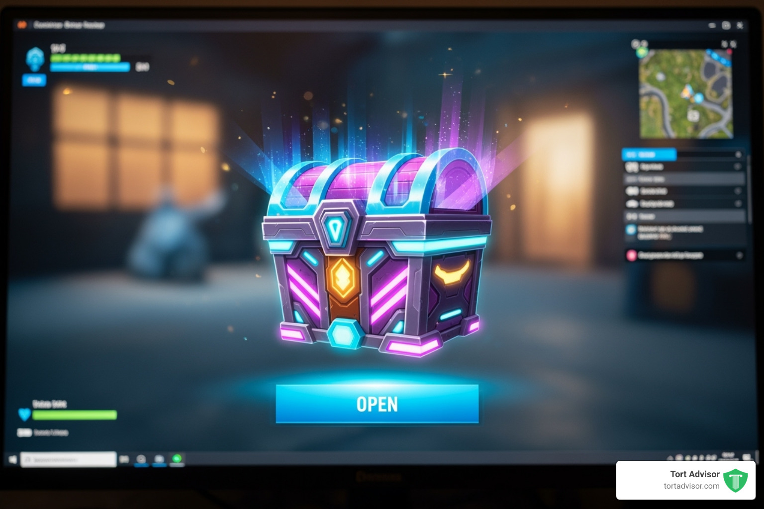 Loot box on a screen - addicted to video games lawsuit