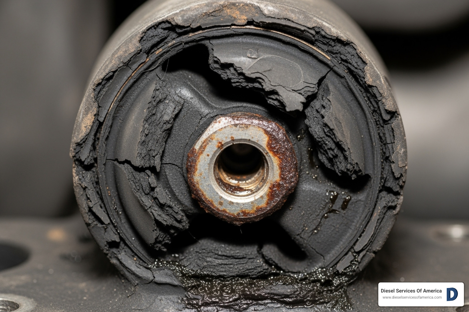 Engine mount showing signs of wear - Diesel engine inspection checklist