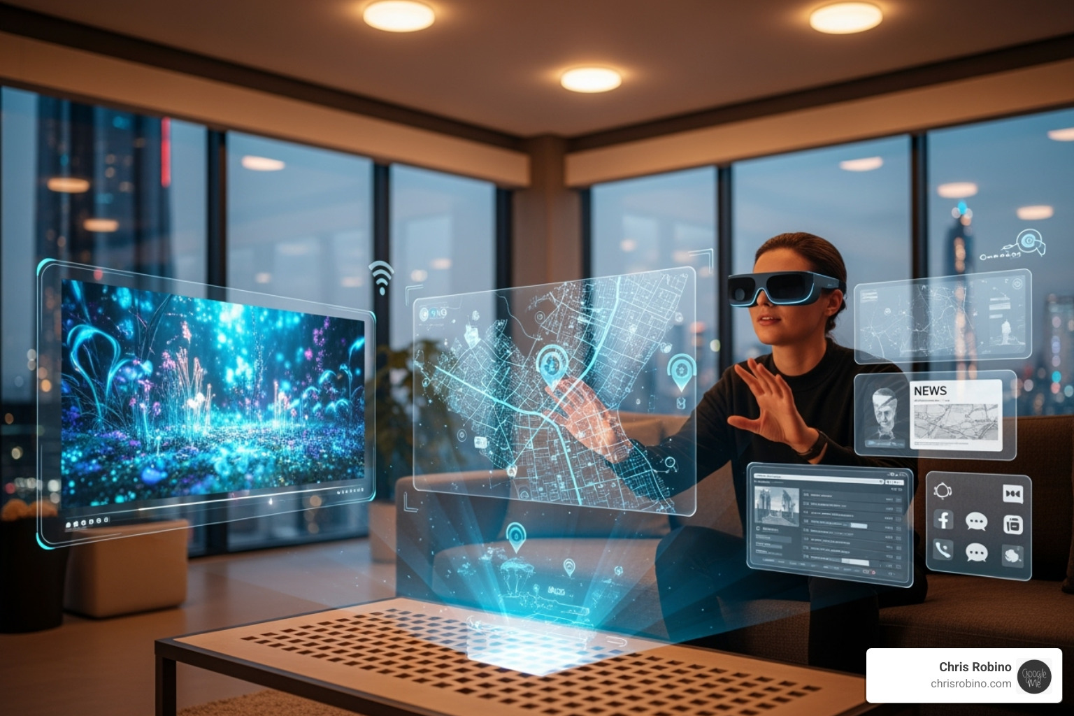 futuristic media consumption with AR/VR elements - digital change for media