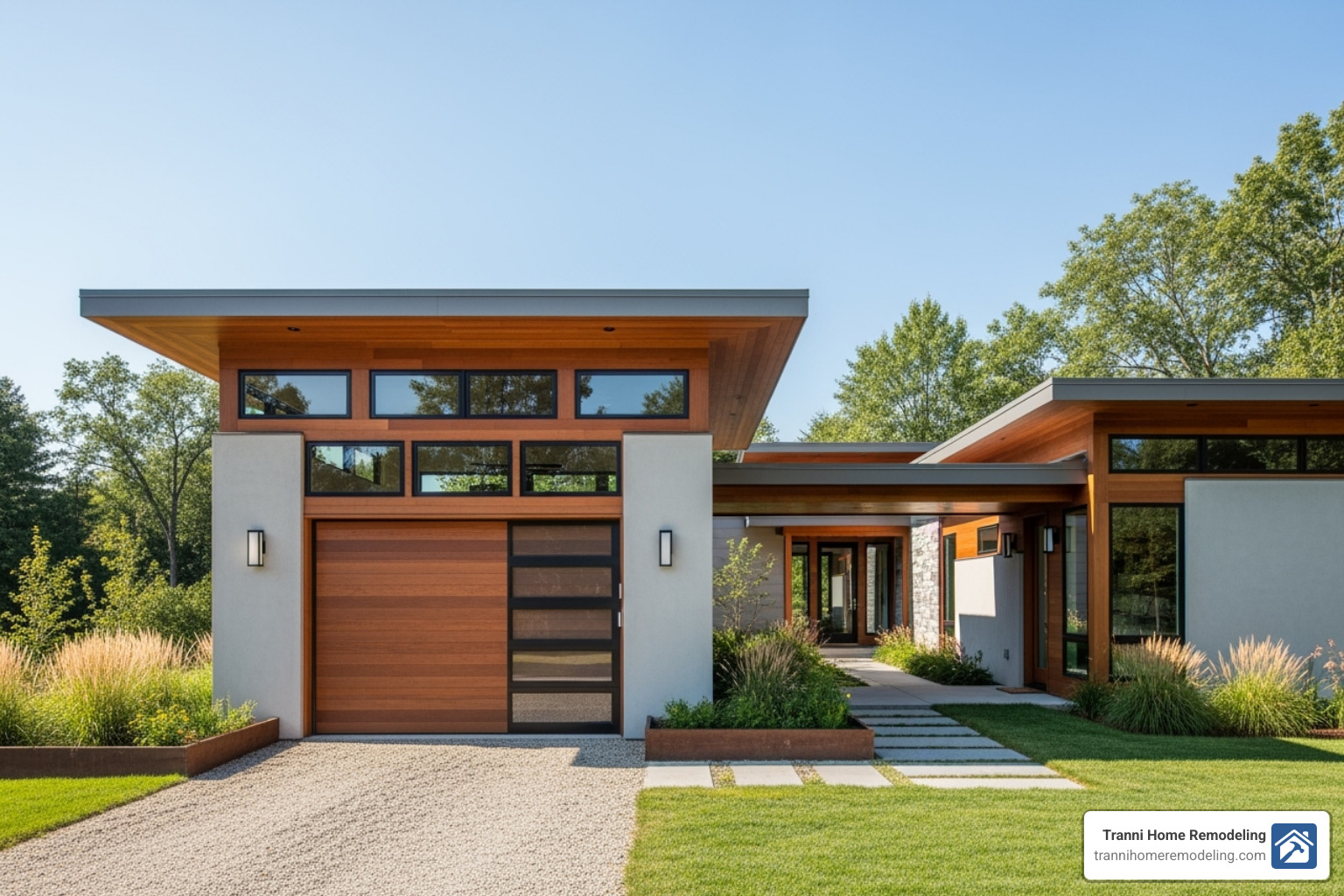 of a stylish detached garage with a breezeway connecting to the main house - Garage Additions