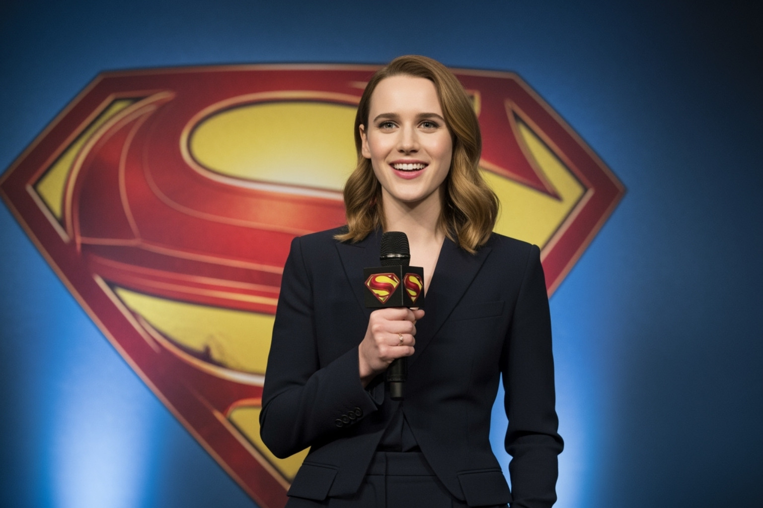 Rachel Brosnahan during a 'Superman' press event - rachel brosnahan