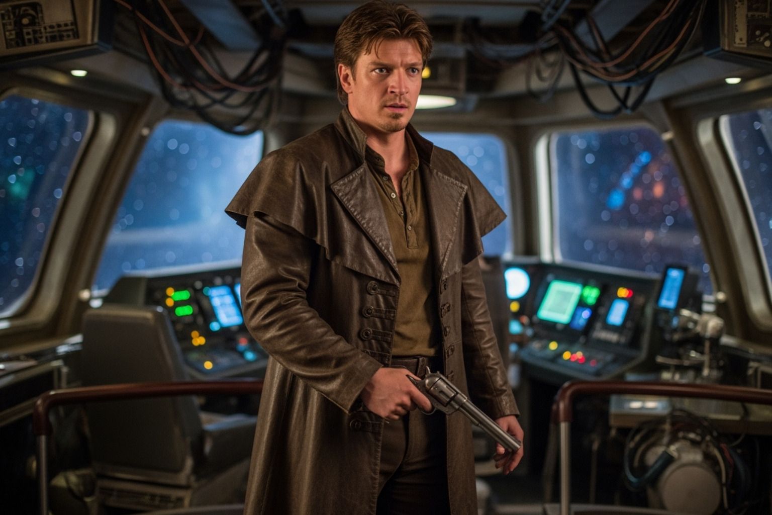 Nathan Fillion as Captain Malcolm Reynolds in Firefly - nathan fillion