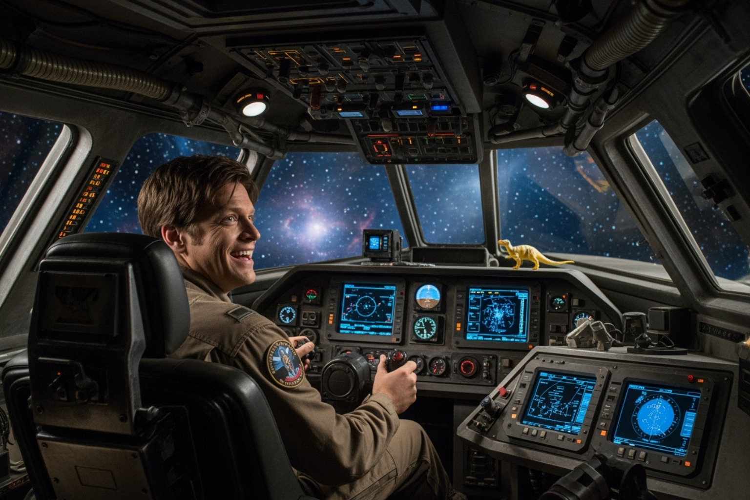 Alan Tudyk as Wash in the cockpit of Serenity - alan tudyk