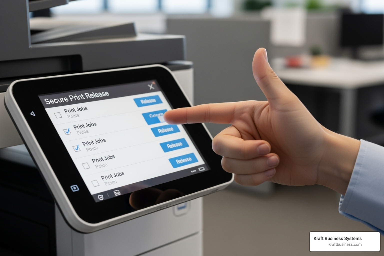 Secure print release interface on a multifunction printer - managed print solutions