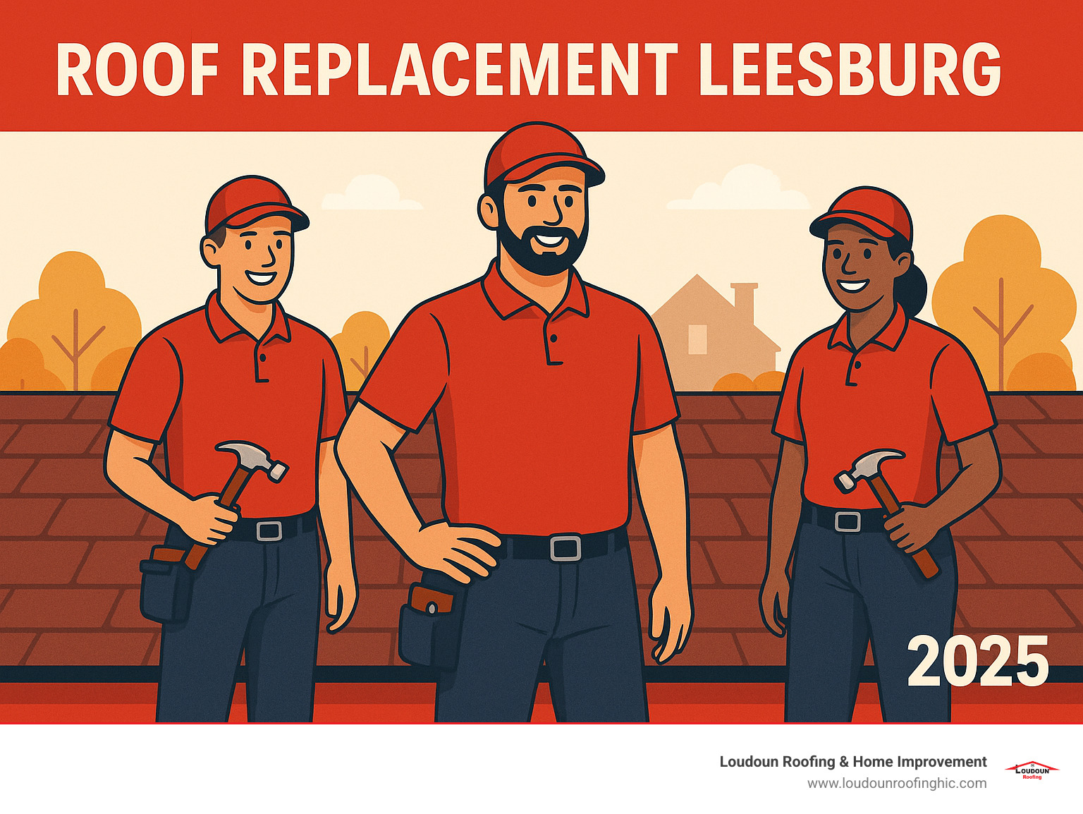 professional and friendly roofing crew in uniform - roof replacement Leesburg
