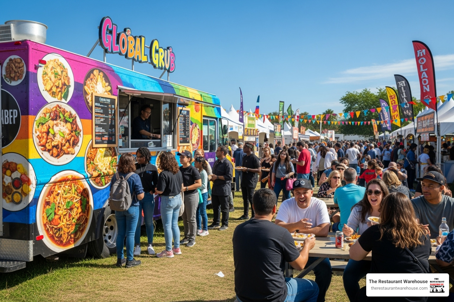 food truck at a busy outdoor festival - restaurant food truck