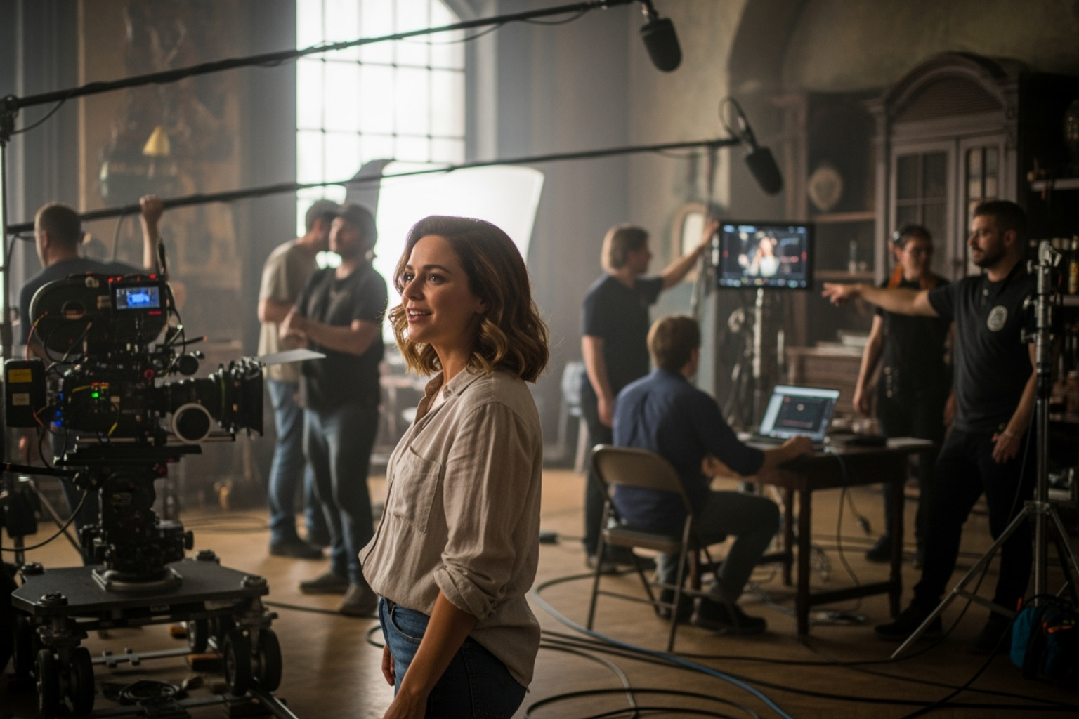 Meghann Fahy on the set of an upcoming project - meghann fahy