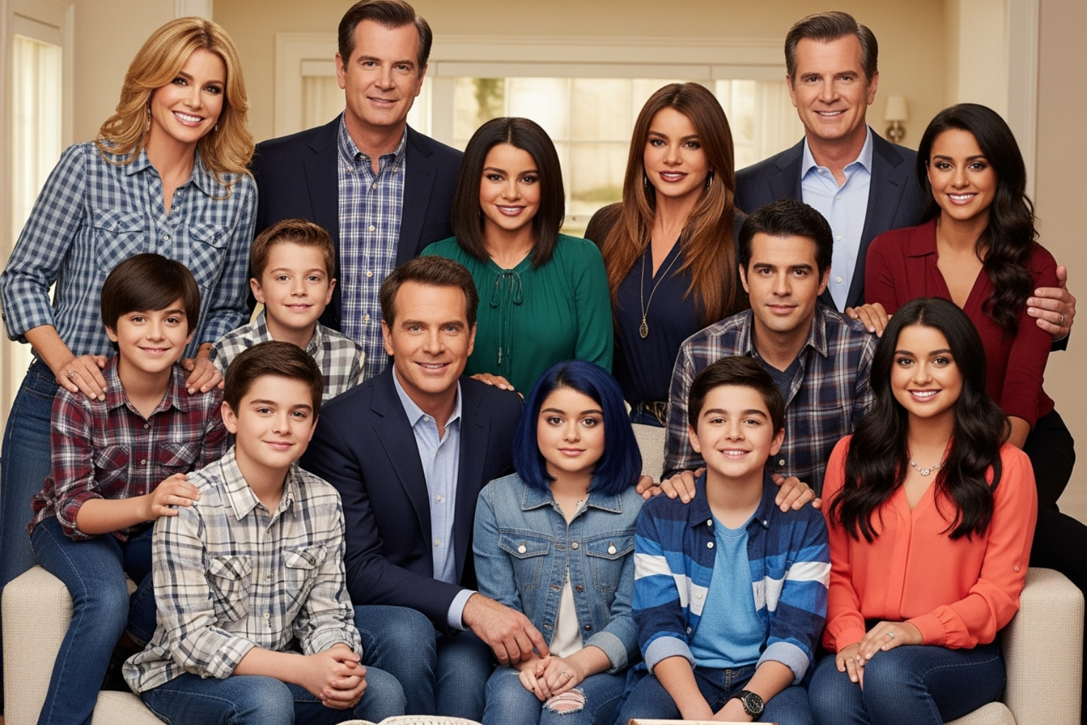 Julie Bowen as Claire Dunphy with the Modern Family cast -  julie bowen movies and tv shows