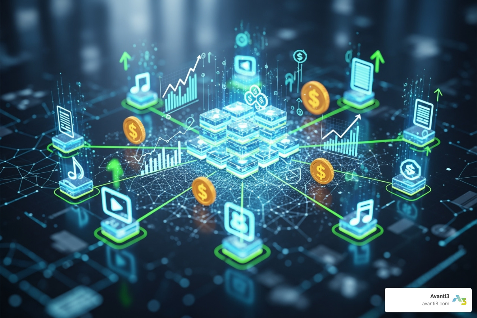 Dashboard showing creator earnings from various blockchain sources - blockchain content monetization