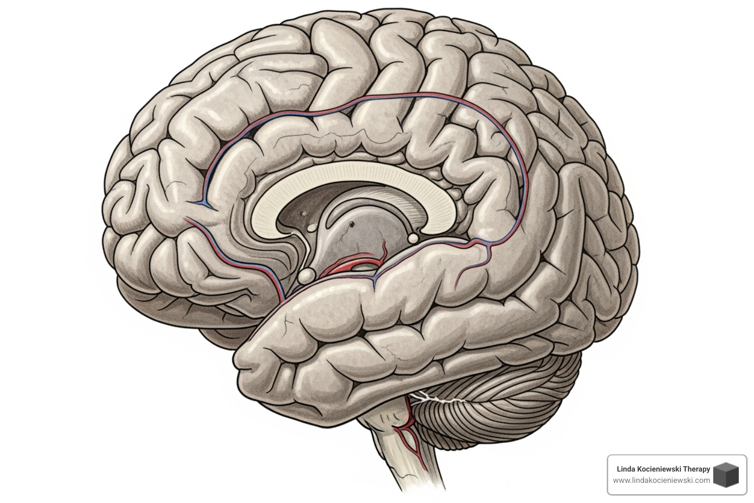 simplified diagram showing the brain’s fear center (amygdala) and memory center (hippocampus) - therapy for traumatic events