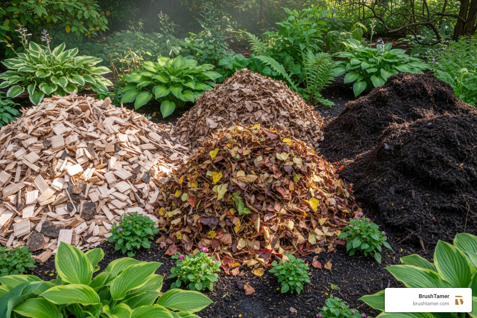 Organic mulch materials like wood chips, shredded leaves, and compost - In-ground Mulching