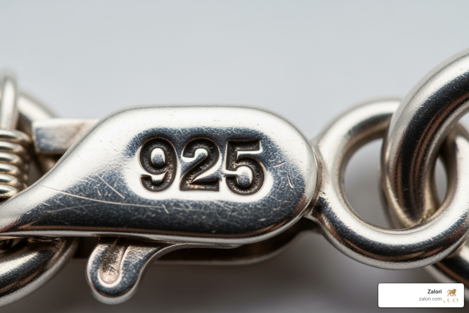 A 925 hallmark stamp on a Zalori silver bracelet clasp - fine silver bracelet A 925 hallmark stamp on a Zalori silver bracelet clasp - fine silver bracelet