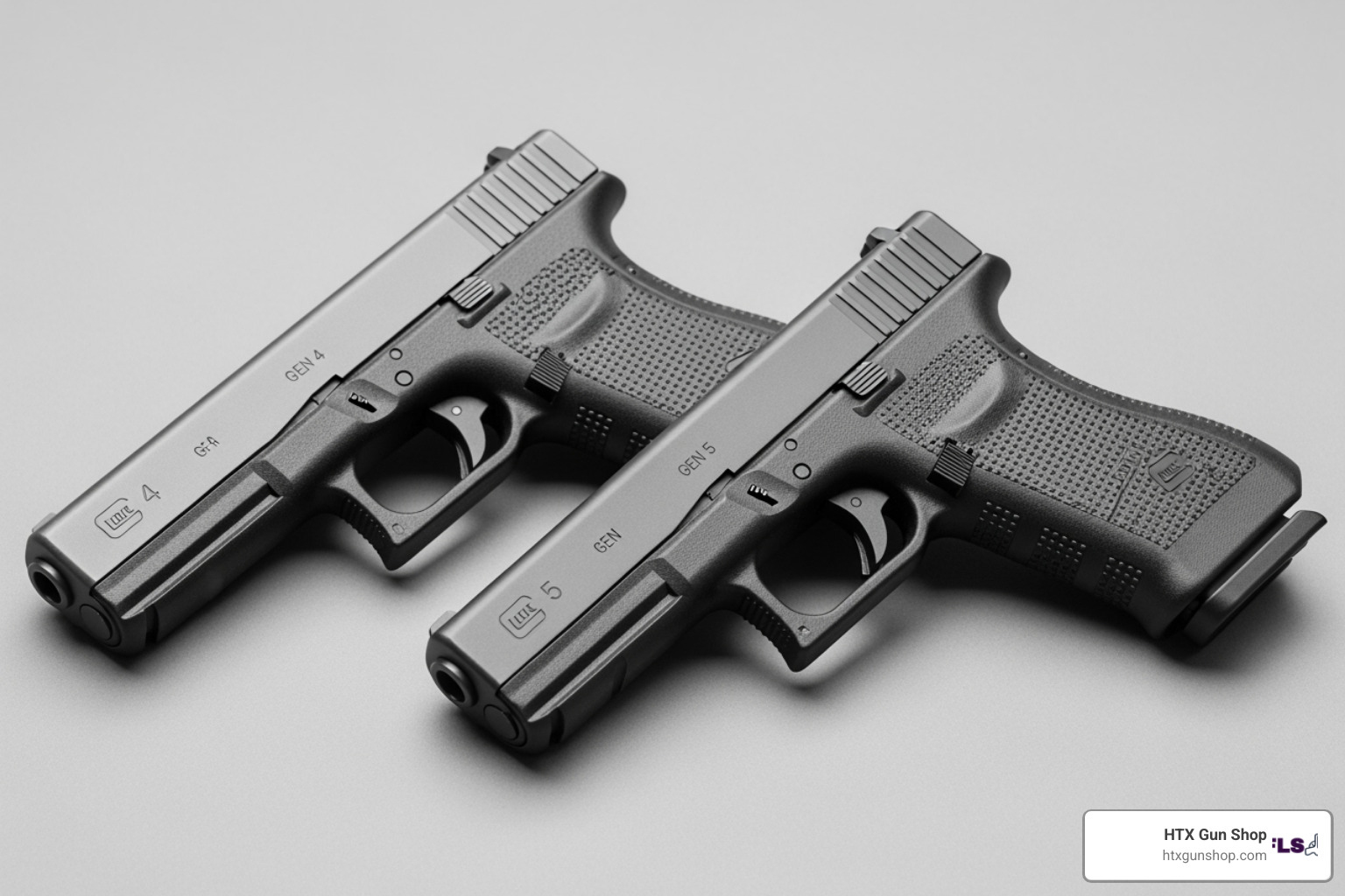 Glock 19 Gen 4 and a Glock 19 Gen 5 side-by-side for comparison - Glock 19 Gen5 