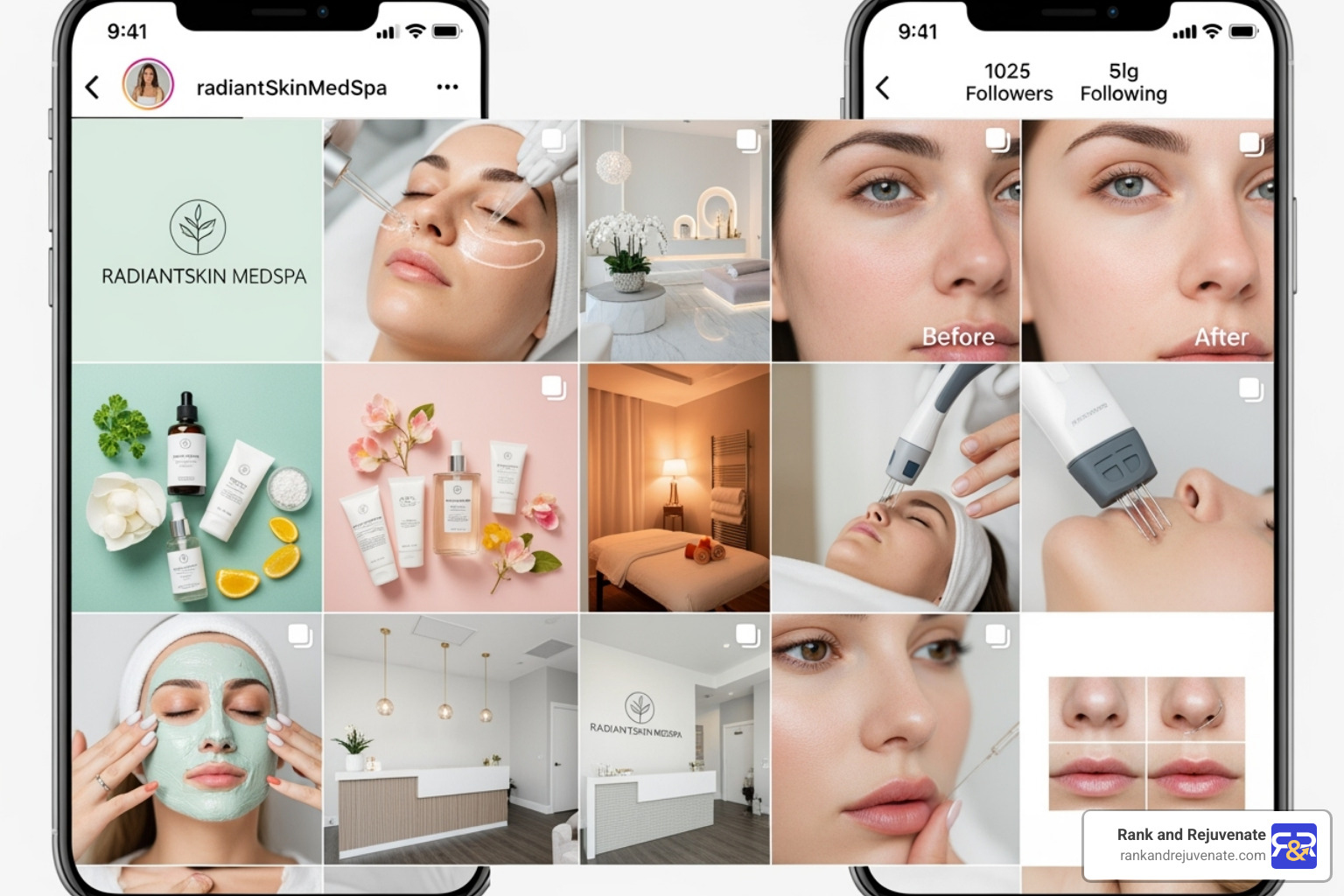 curated Instagram feed for a med spa - spa marketing companies