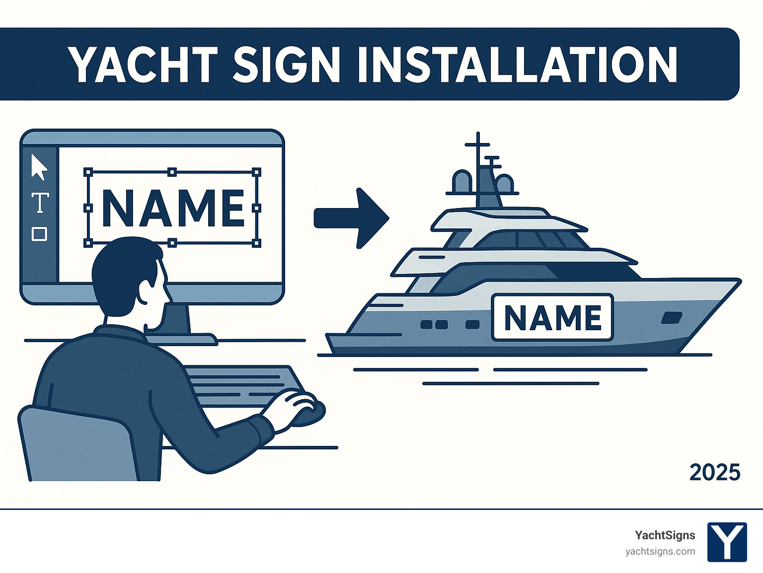 Yacht sign installation