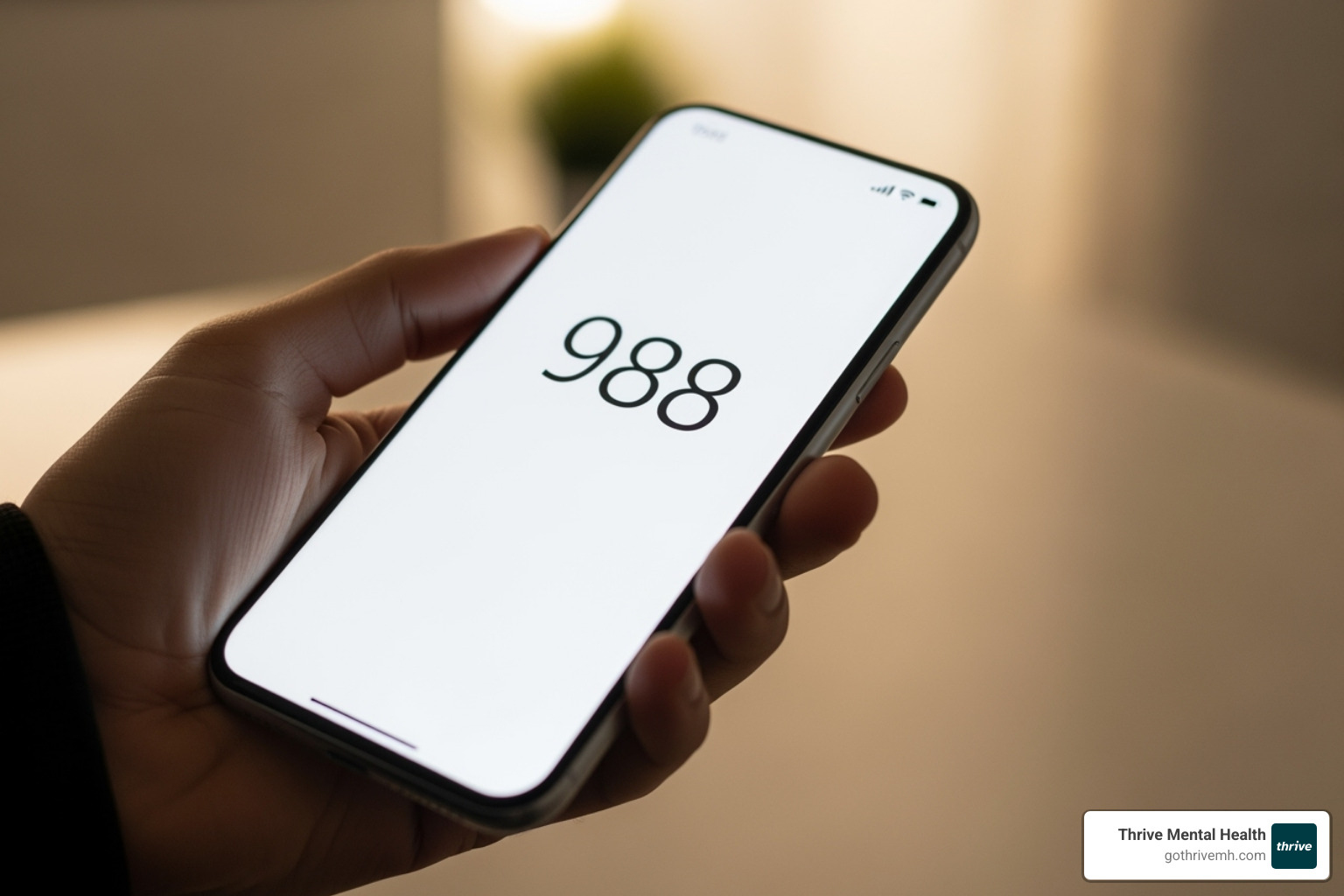 Person holding phone with 988 displayed - florida mental health resources