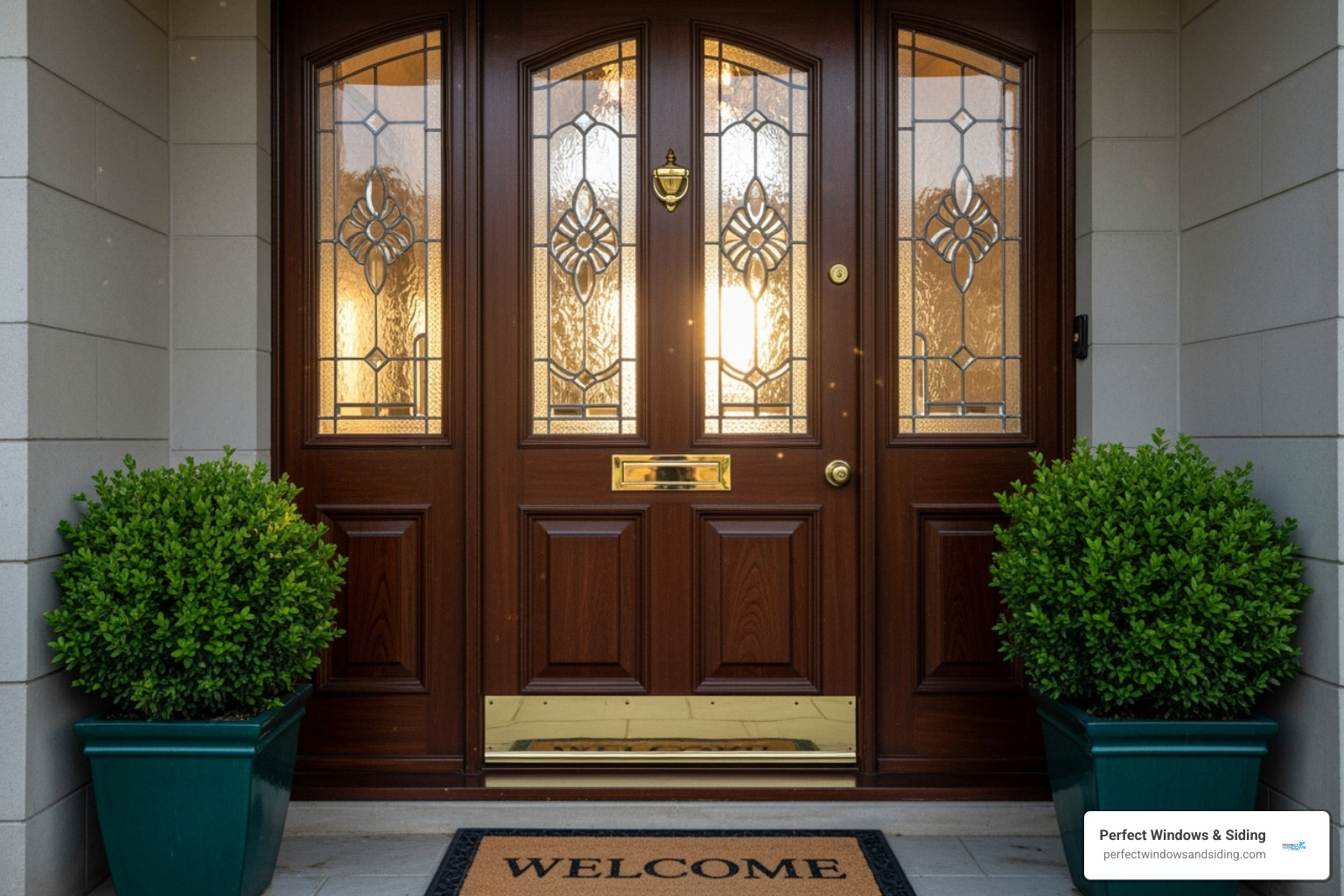 neat entry door with decorative sidelights and a transom - custom made entry doors near me