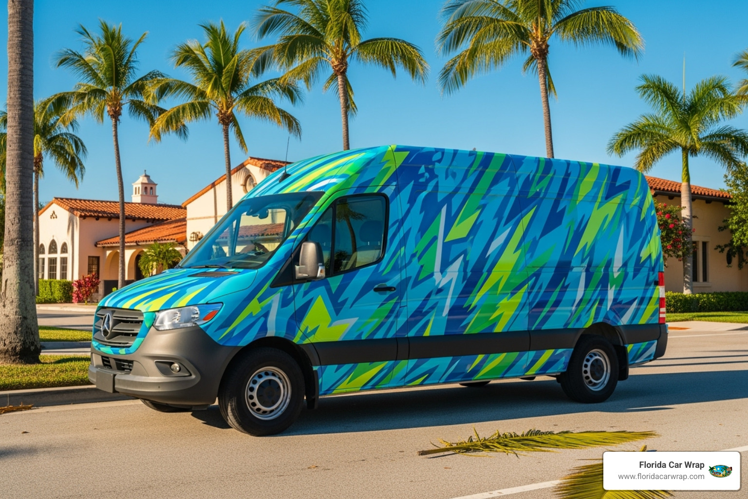 Commercial van with branded wrap in Florida - custom car wraps Florida