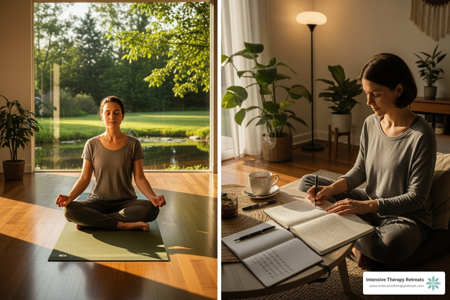 person meditating or journaling peacefully - internal family systems therapy for anxiety