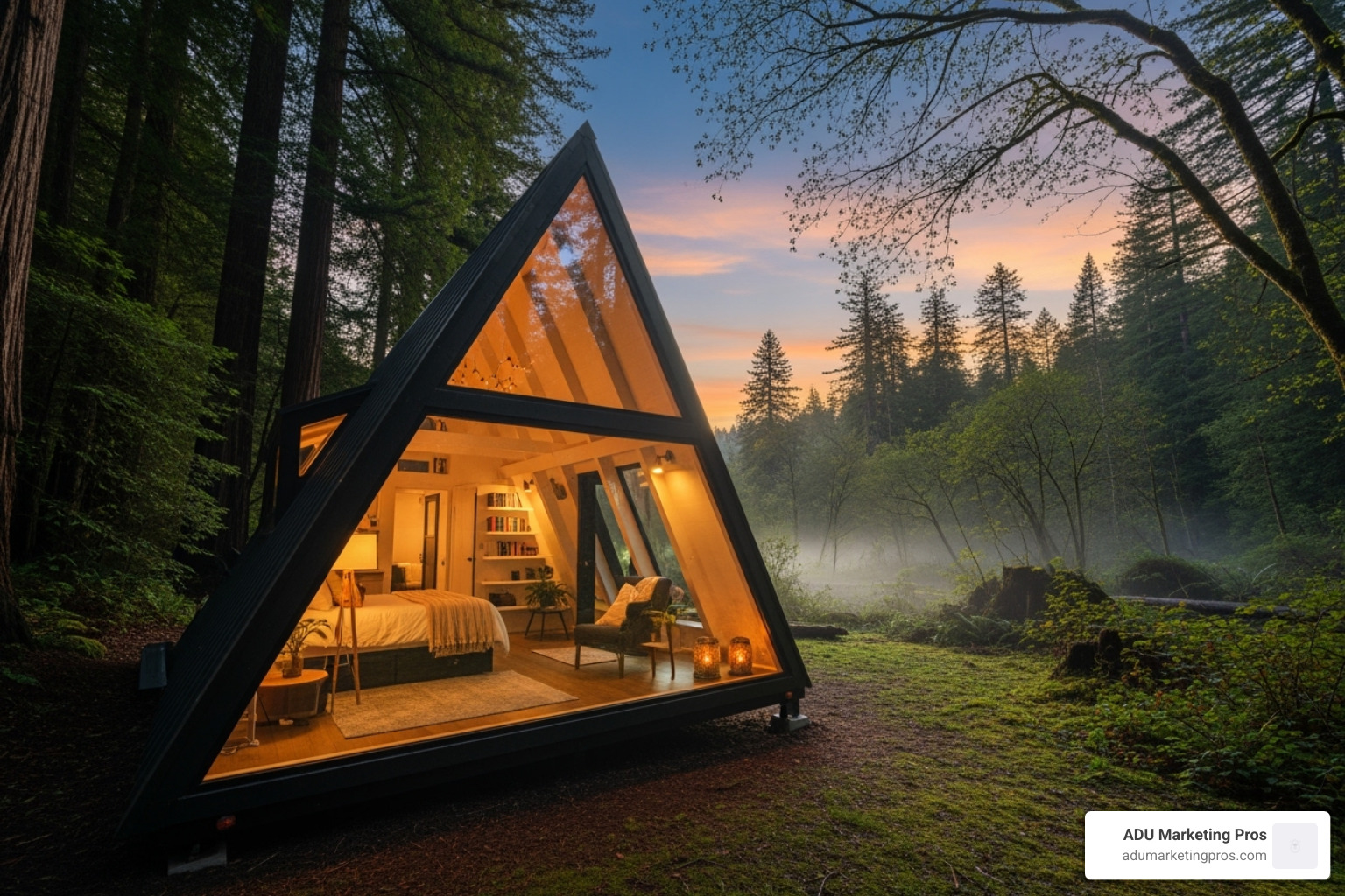 A uniquely designed tiny home, such as one resembling a boat or a modern A-frame with a glass wall - tiny homes for rent near me