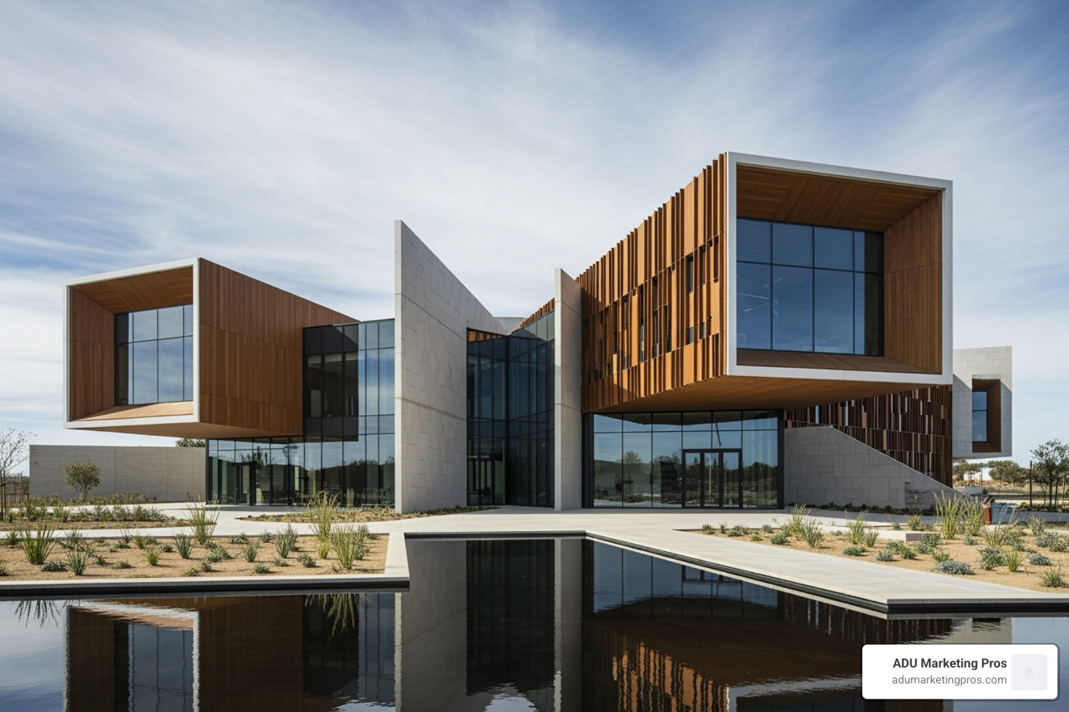 stunning, full-screen hero image of a completed architectural project on a website's project page - architect web design