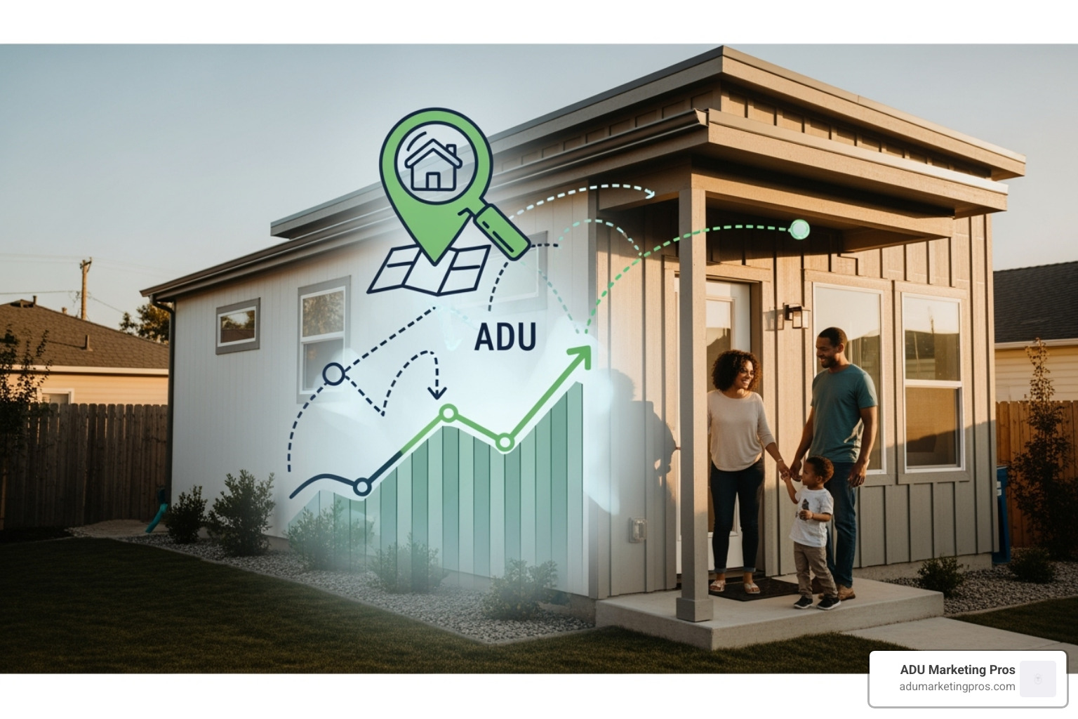 Image of a digital dashboard on a tablet displaying key marketing metrics like CPL, CPA, ROI, and CLV with upward-trending graphs. - ADU lead generation services
