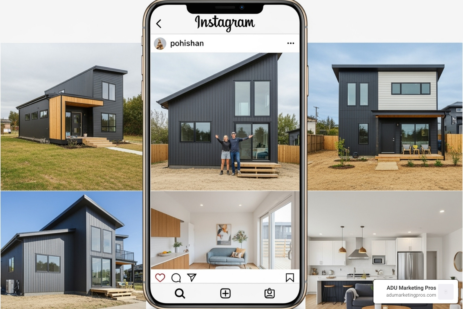 Engaging Instagram feed for an ADU builder, featuring project highlights, client stories, and design inspiration - generate leads for ADU business Engaging Instagram feed for an ADU builder, featuring project highlights, client stories, and design inspiration - generate leads for ADU business