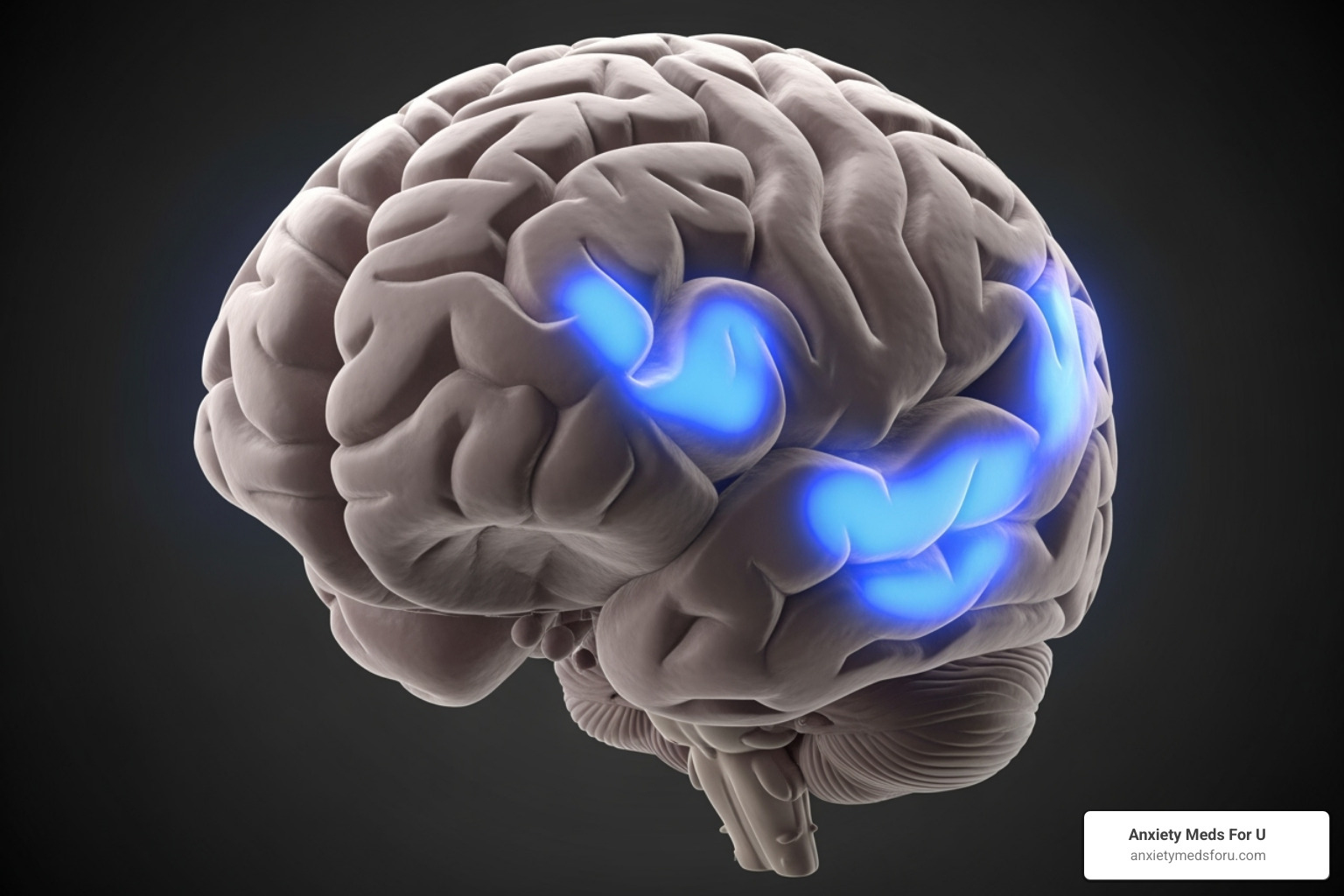 of a brain with highlighted areas related to attention and focus - how does adderall work
