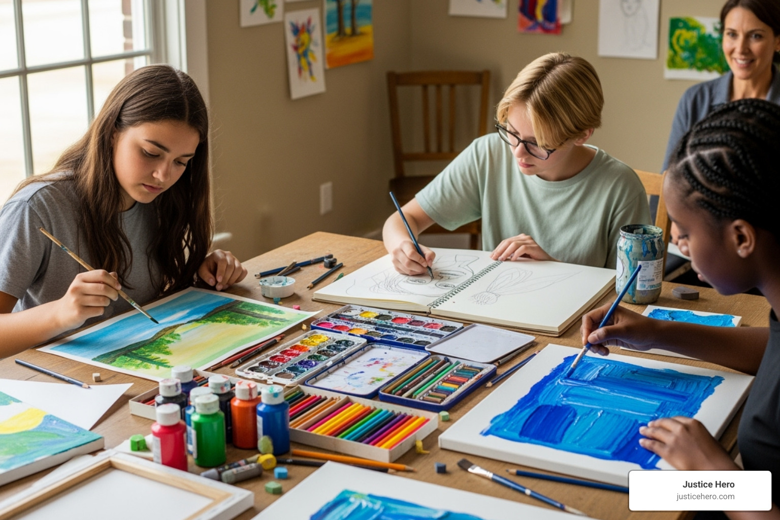girls participating in art therapy - girls rehabilitation facility