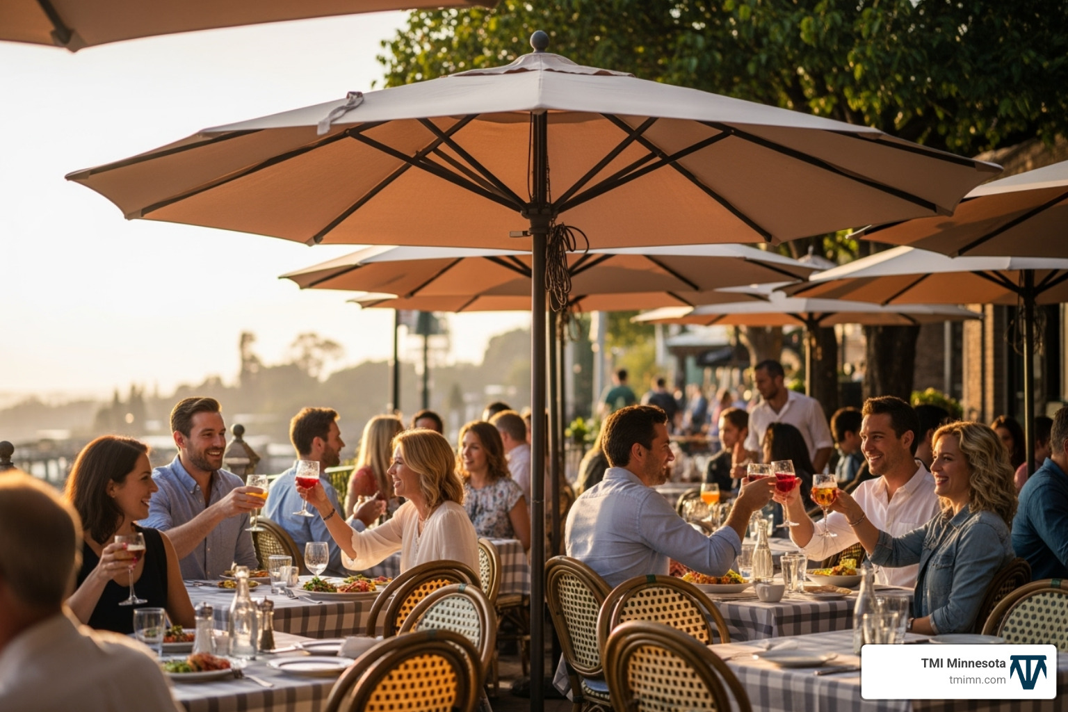 happy customers dining under a large, neat shadow umbrella at a restaurant - shadow umbrella happy customers dining under a large, neat shadow umbrella at a restaurant - shadow umbrella