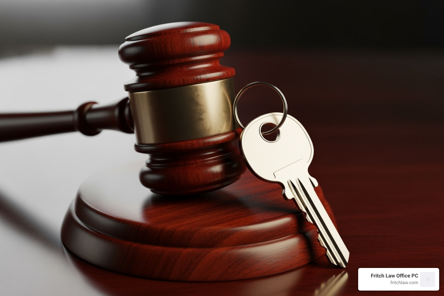 A gavel and a house key, symbolizing housing law and justice in tenancy disputes - eviction attorney near me