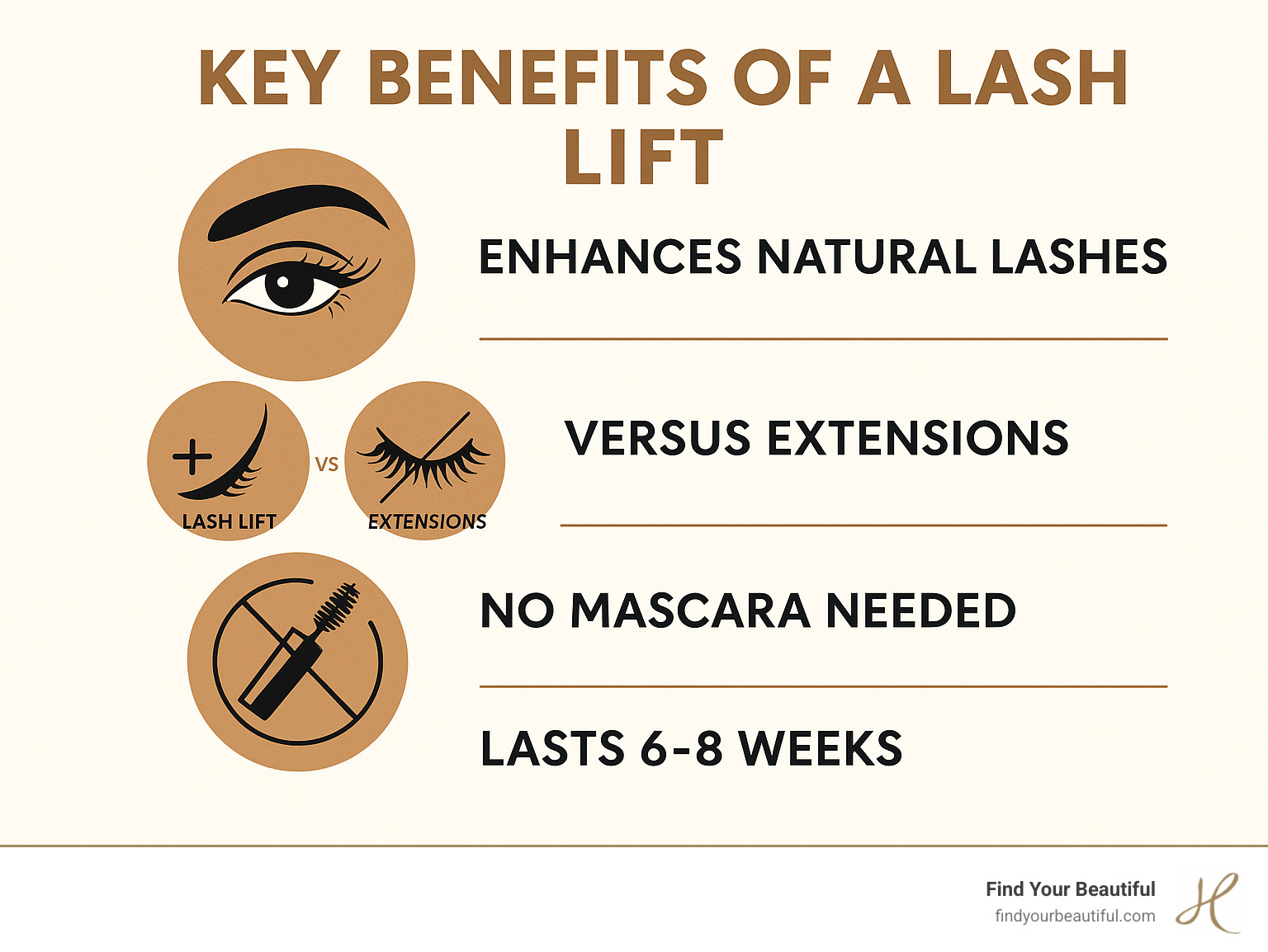 Infographic comparing lash lift benefits to other lash options