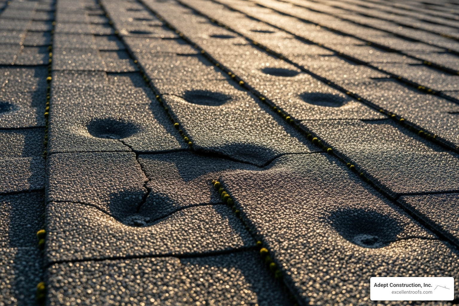 hail damage on an asphalt shingle - naperville roof replacement