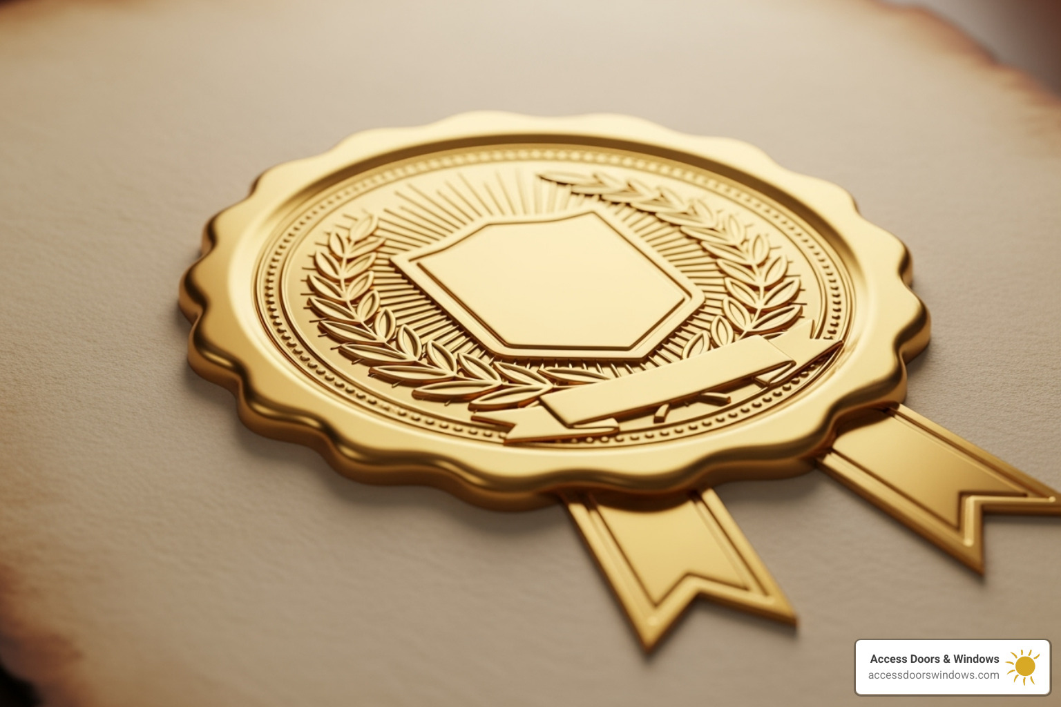 A warranty document or a seal of approval, signifying quality assurance and customer protection. - window installers near me