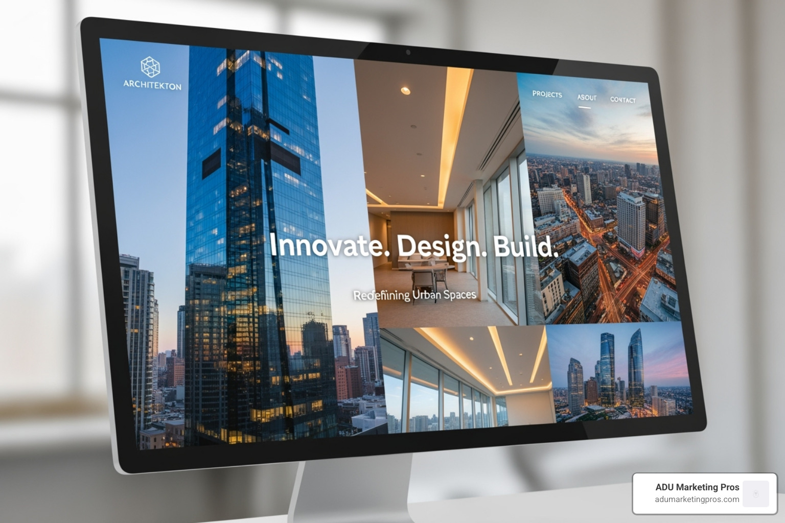 A website homepage featuring a full-width hero video showcasing architectural projects in motion - architecture website design A website homepage featuring a full-width hero video showcasing architectural projects in motion - architecture website design