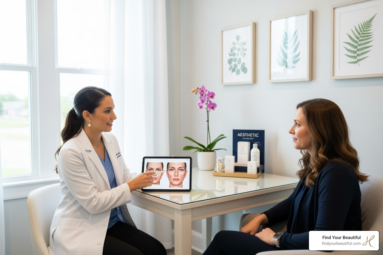 Image of a provider consulting with a patient - Injectables (Botox, Juvéderm, RHA, Sculptra) - Local