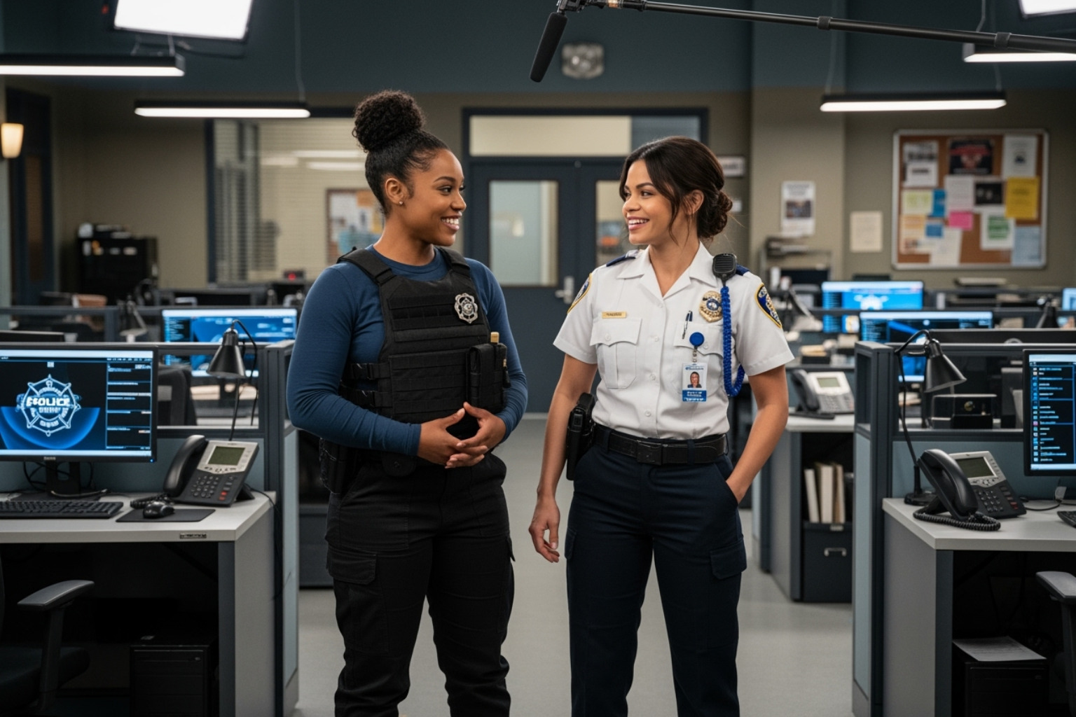 Mekia Cox and Jenna Dewan on the set of The Rookie - the rookie cast