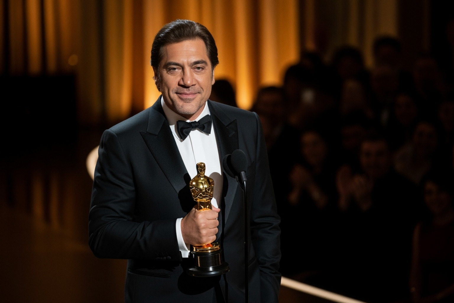 Javier Bardem holding his Oscar award -  javier bardem