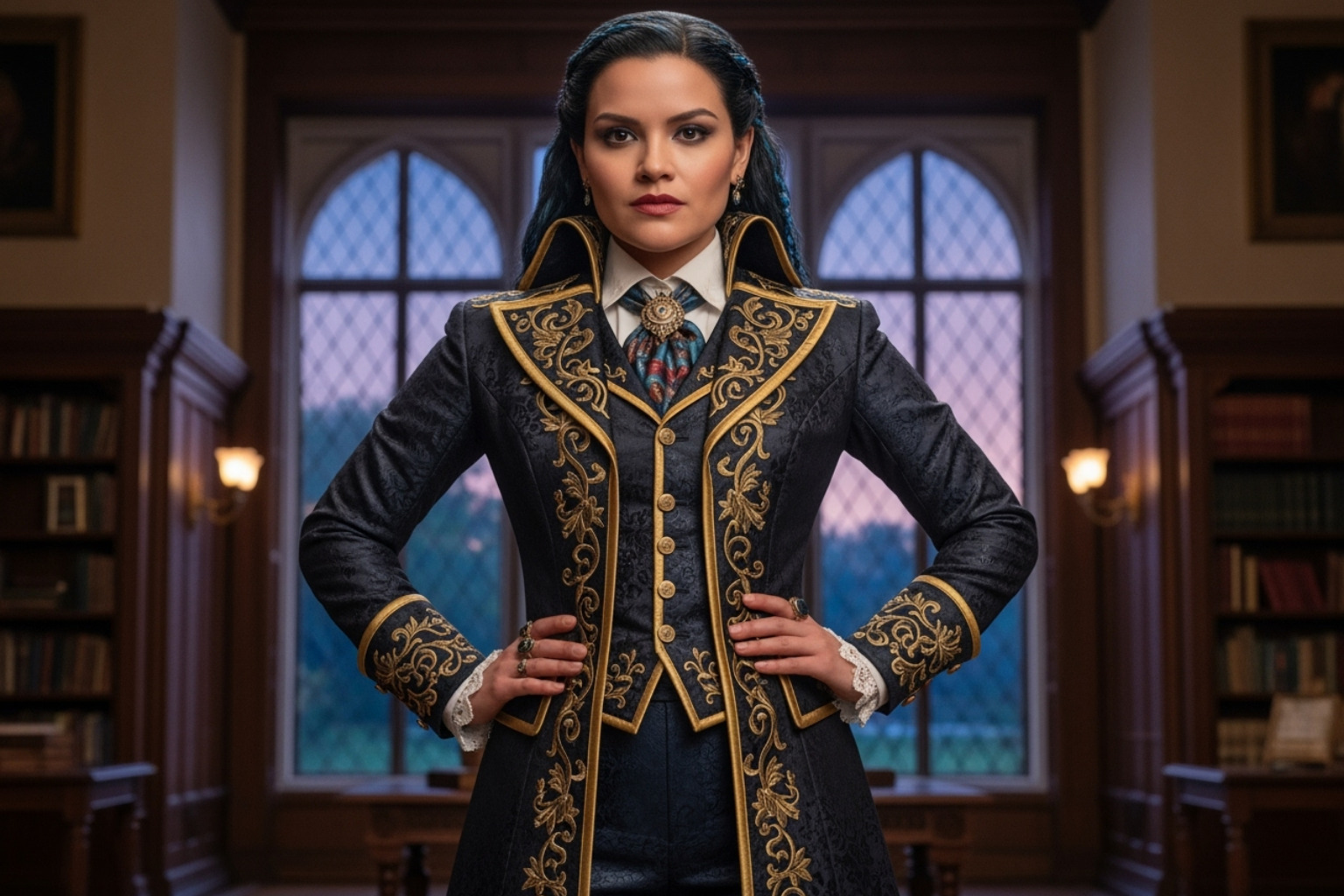 China Anne McClain as Uma in her headmaster attire - cast of descendants the rise of red