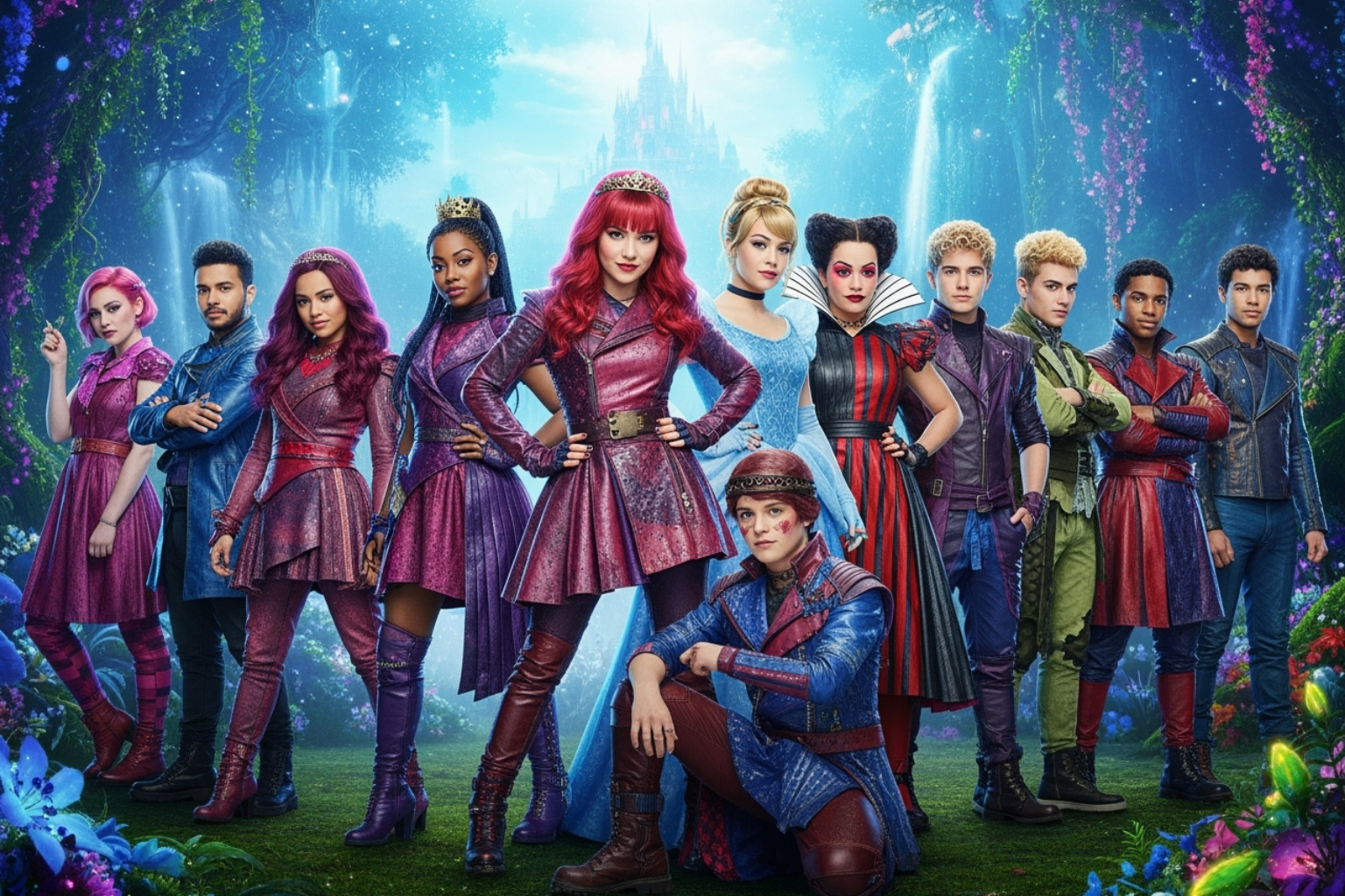 The full cast in a promotional shot - cast of descendants the rise of red