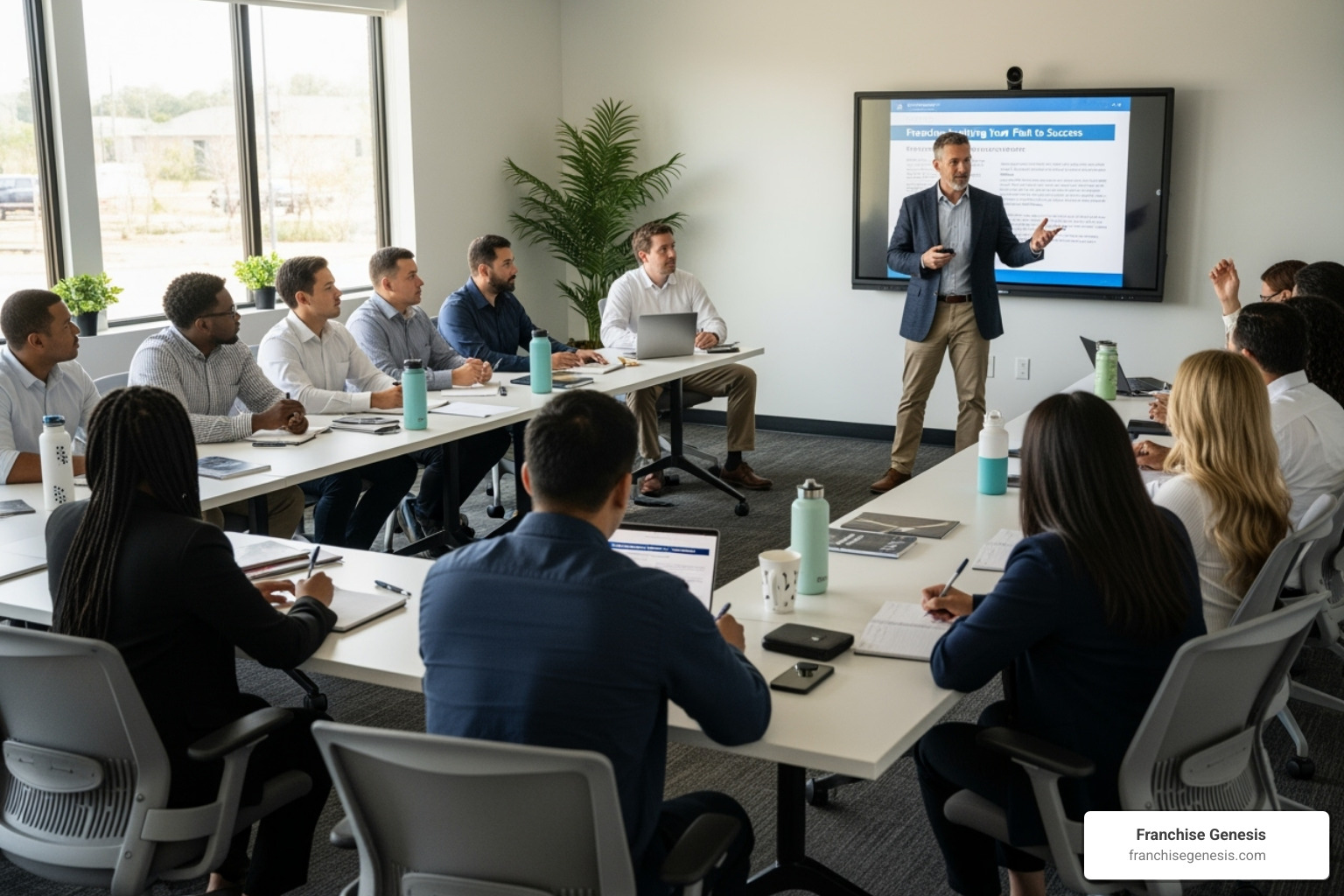 Franchisor training a group of new franchisees - franchise growth strategies