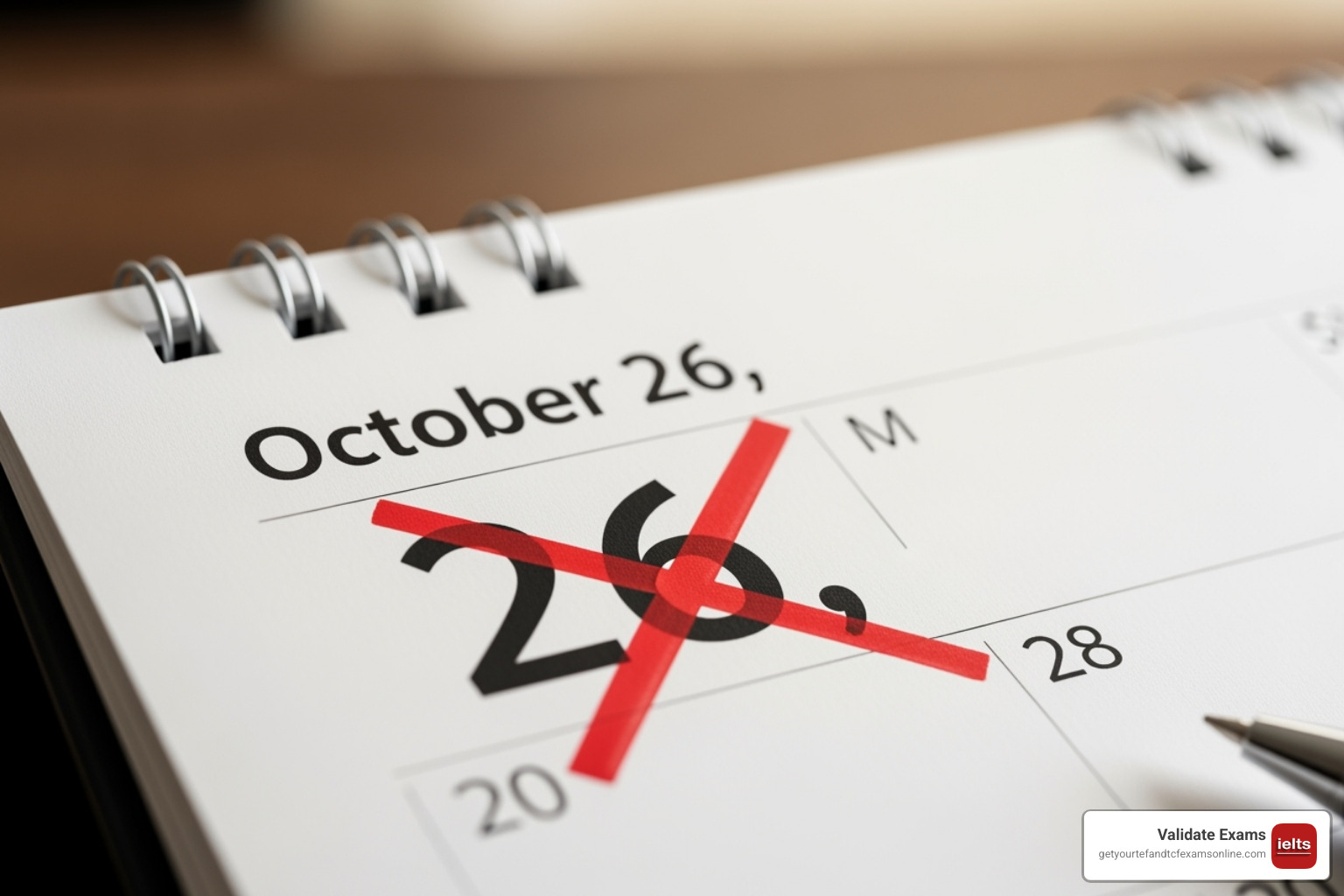 calendar with crossed-out date - IELTS certificate cost