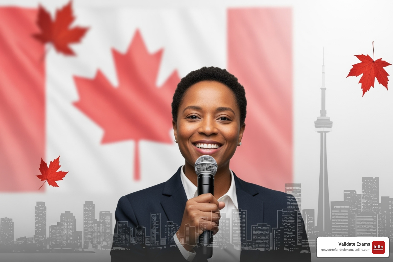 Chart showing IELTS band scores converting to CLB levels for Listening, Reading, Writing, and Speaking - IELTS certificate Canada