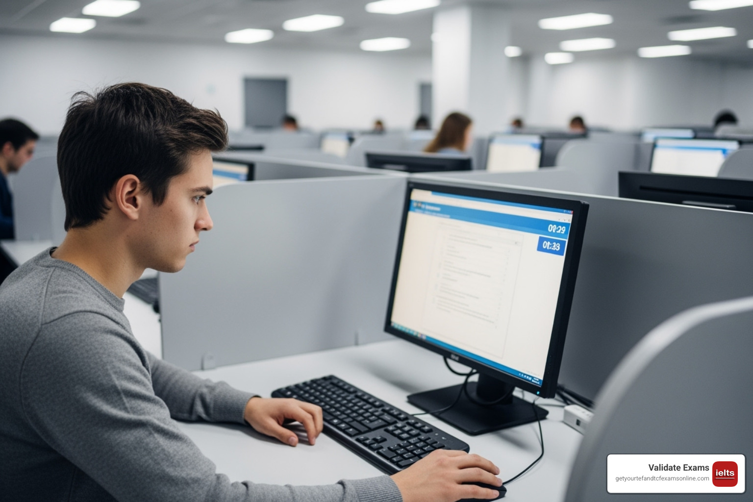 person taking computer-delivered test - IELTS for professionals